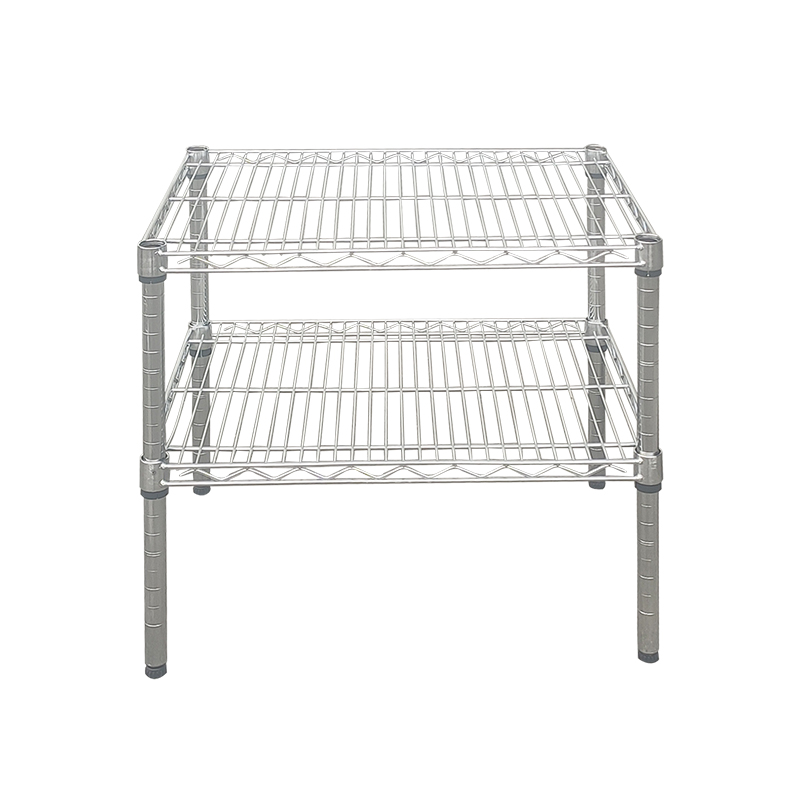 双层移动置物架不锈钢色镀铬线网货架储物带轮展示架可调节收纳架