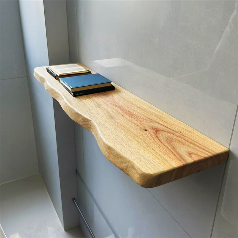 香樟木实木墙上置物架背景墙壁无痕隔板一字层板陈列挂书鞋包搁板