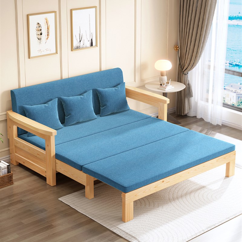 实木沙发床两用床客厅阳台书房可折叠多功能1.2小户型1.5双人1.8