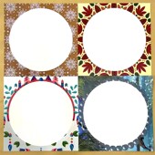 38cm彩色花边卡纸裱边框圆形仿古硬卡儿童创意水粉素描彩铅绘画纸