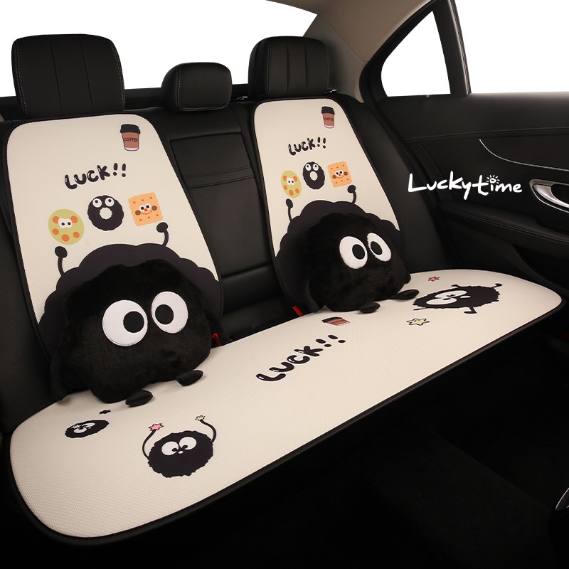汽车坐垫四季通用座垫女神款女士夏季可爱座椅套半包车内卡通座套