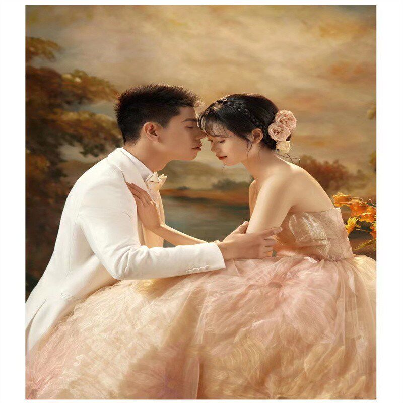 影楼婚纱写真f背景肌理复古儿童油画纯手绘背景摄影拍照油画背景