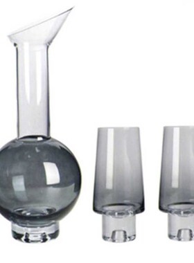 案邸/简约现代烟灰色透明玻璃酒具摆件 餐桌水壶酒杯样板房装饰品