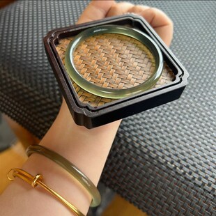 天然竹青绿意境中式风冰细条女士手镯汉服绿色镯子远山黛色镯子