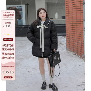 胖mm中长版 2023冬季 K女装 新款 棉衣外 韩系穿搭可爱甜美棉服大尺码