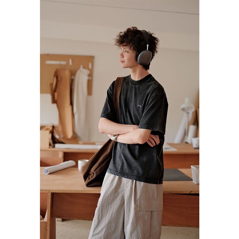 可乐生活自制夏季纯棉水洗做旧美式复古炒盐绣花宽松短袖T恤男女,男装,T恤,淘宝优惠券,粉丝福利购,淘宝优惠卷