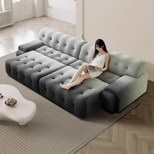 渐变色罗奇堡电动沙发床两用现代简约意式可伸缩功能直排布艺沙发