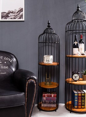 北欧铁艺鸟笼摆件室内轻奢多层架客厅落地置物架家居房间大型摆设