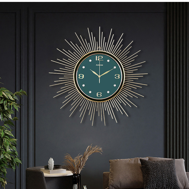 美式挂钟客厅家用时尚北欧太阳挂表静音时钟创意现代简约轻奢钟表