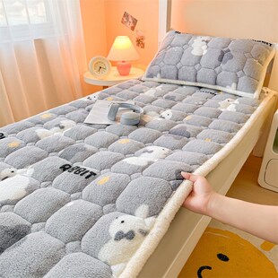 牛奶绒床护c垫90x200cm学生宿舍家用卧室加绒加厚床褥子床垫保护