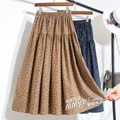 秋冬复古磨毛碎花半身裙棉女2025新款 小个M子显瘦A字裙子长裙伞裙