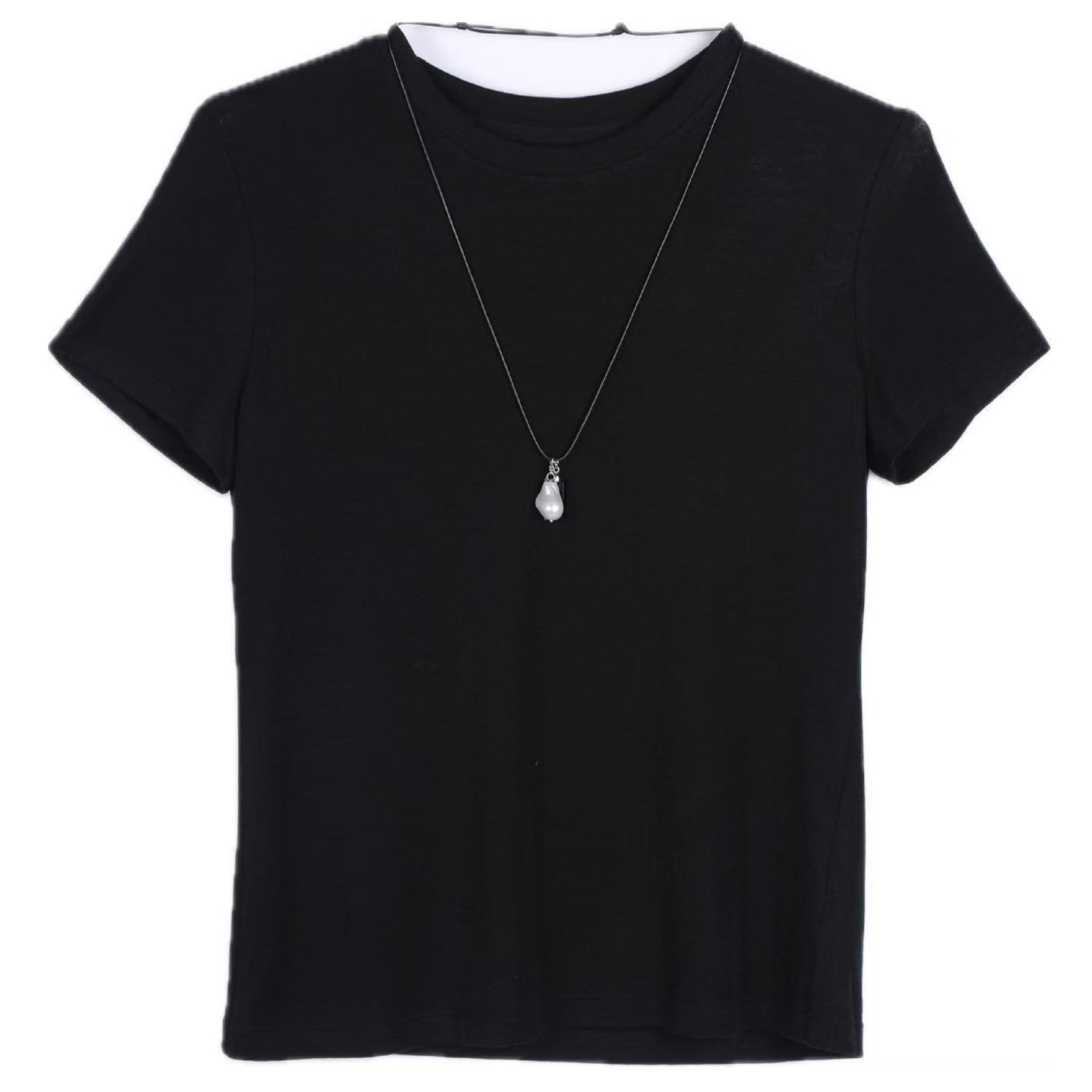 CAGLIARI EXCHANGE/卡利亚里黑色羊毛面膜T恤4424102