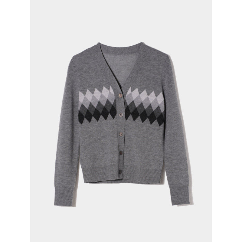 CAGLIARI EXCHANGE/卡利亚里V领多色提花开衫4013004