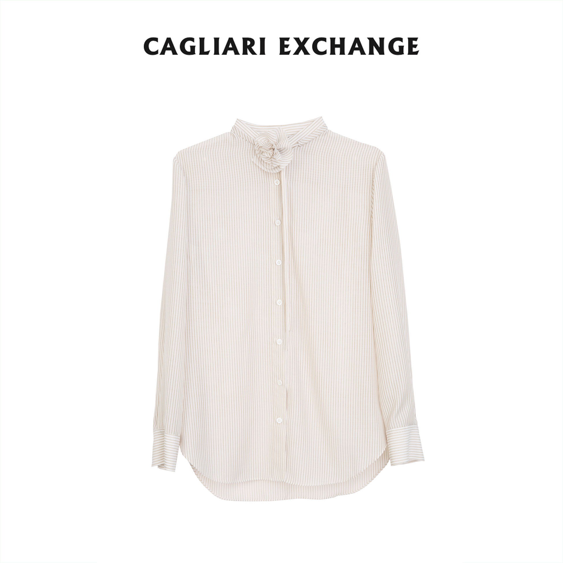 卡利亚里条纹立体花饰衬衫