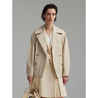 CAGLIARI EXCHANGE/卡利亚里腰带饰翻领短风衣4302004