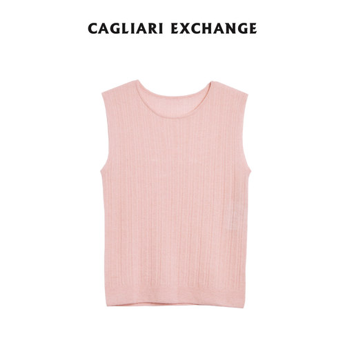 CAGLIARI EXCHANGE/卡利亚里零压超幼马海毛圆领背心4414006