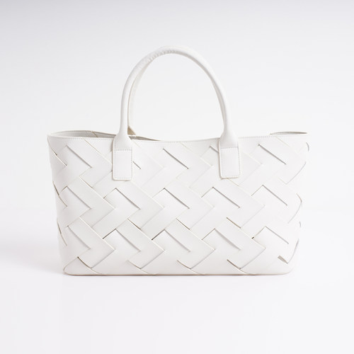 卡利亚里交叠编织牛皮大号托特包