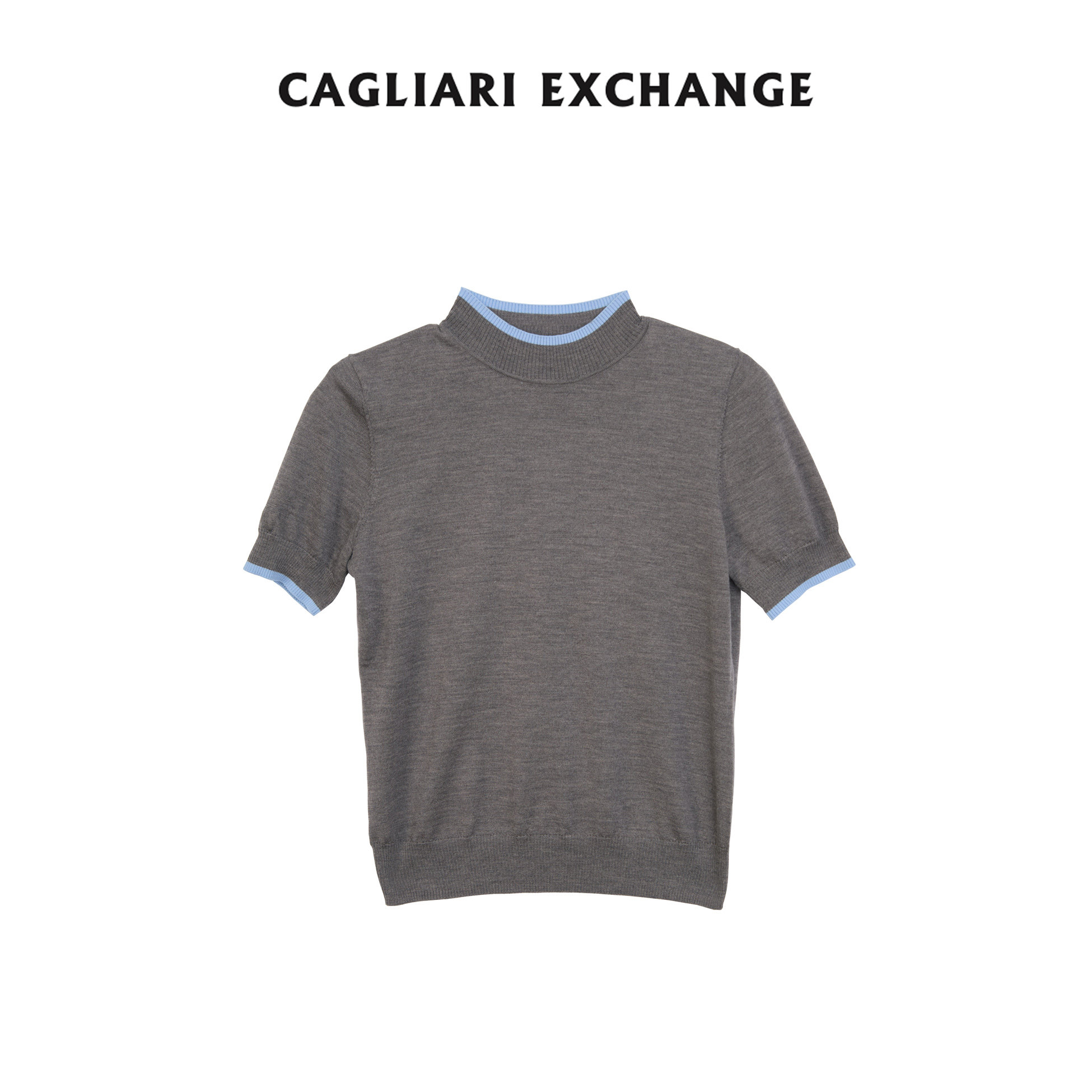 CAGLIARI EXCHANGE/卡利亚里撞色半高领针织短袖上衣4411010图片