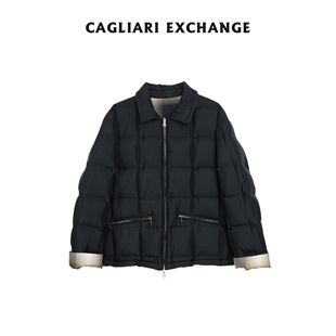CAGLIARI EXCHANGE/卡利亚里双面穿格纹皮草围脖羽绒服4409301