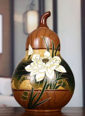 创意葫芦招财客厅新年装饰品摆件喜庆中国红博古架玄关酒柜小摆设