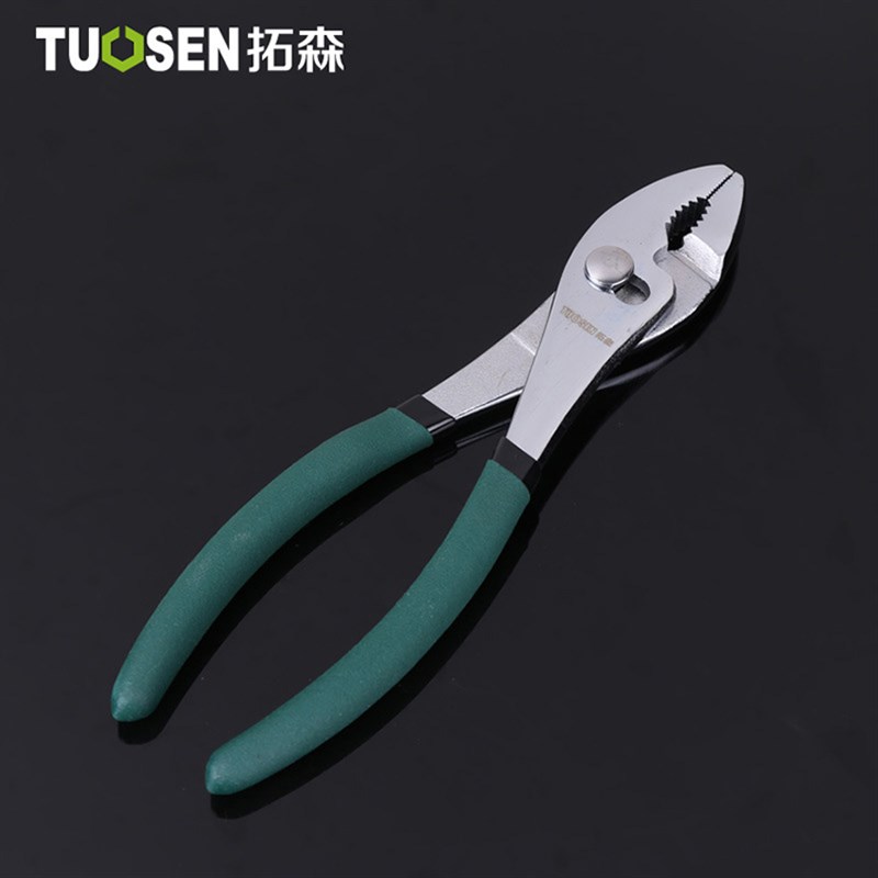 拓森工具多功能鲤鱼钳弯嘴活动水泵扳手8寸管道维修汽修沾塑钳子