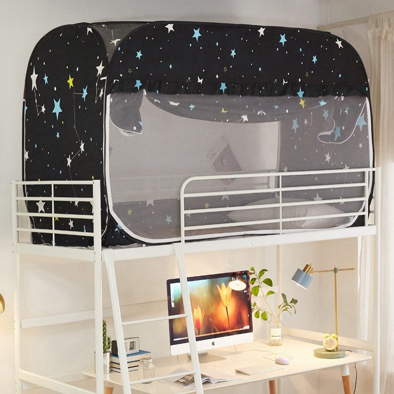 免安装蒙古包蚊帐学生宿舍床帘拉链款可折叠遮光一体式上下铺通用