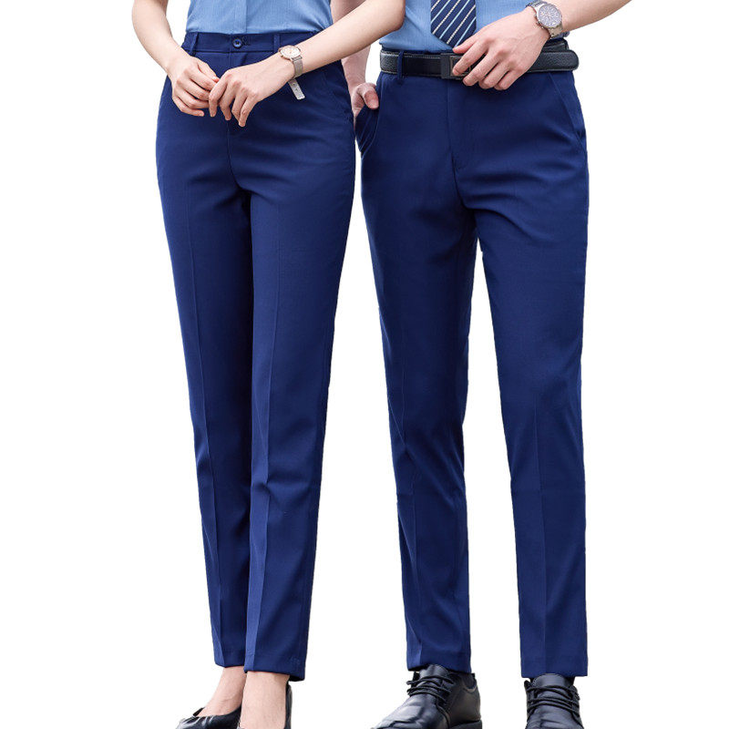 男女宝蓝色西裤短裙别克凯迪拉克新款工作服裤子比亚迪4S店工装裤