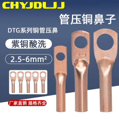 管压铜鼻子DTG-2.5-4/4-4/6-6/6-8 铜接线端子紫铜电线电缆接线耳