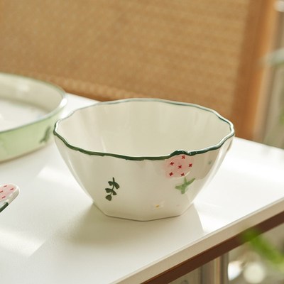 肆月 特别好看的饭碗陶瓷家用吃饭小碗个人专用碗单个高颜值5英寸