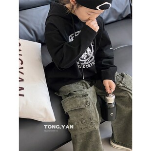 新款 2024秋装 中大童阔腿老爹裤 宽松男孩长裤 男童工装 儿童牛仔裤 裤