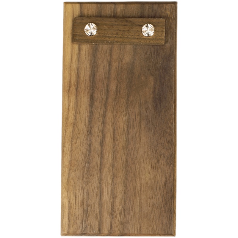 胡桃木菜单夹立式定制logoA4A5写字垫板黄铜板夹咖啡奶茶店展示牌