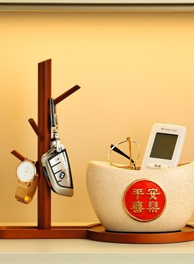 玄关钥匙收纳摆件设入户进门口鞋柜客厅玄幻锁匙桌面置物架装饰品