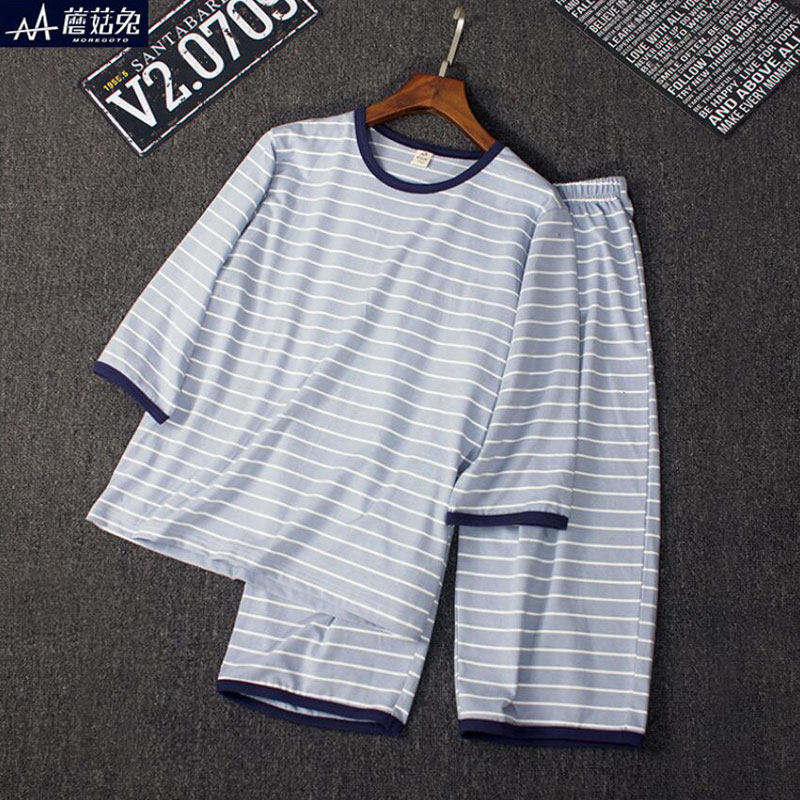 胖男童睡衣套装夏季薄款中大童宽松家居服纯棉短袖男装加肥加大码