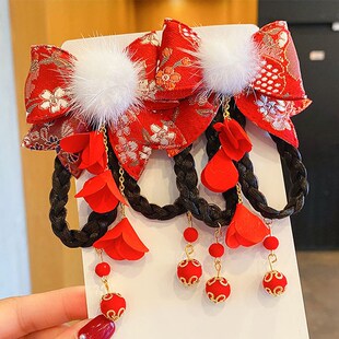 儿童汉服发饰中国风假发辫子发夹女童古风公主流苏古装新年头饰品