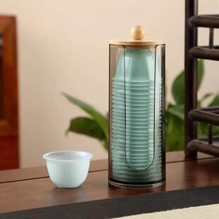 一次性功夫茶杯仿玉杯中式品茗杯小号加厚水杯带杯架商家用喝茶杯