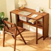 折叠书桌电脑桌办公桌学生家用小型台式 实木卧室床边写字工作台