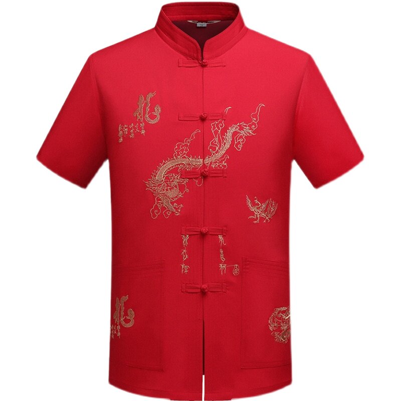 唐装中老年男装汉服夏季爸爸短袖衬衫套装爷爷大码老人太极晨练服,男装,唐装,淘宝优惠券,粉丝福利购,淘宝优惠卷