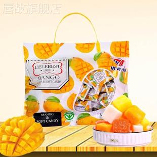 泰國(guó)風(fēng)味芒果糖糕椰子百香果酸奶味水果軟糖小方塊糕喜糖