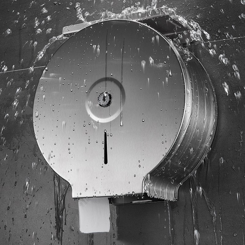 卫生纸厕纸盒大号304q不锈钢酒店公共厕所卫生间纸巾盒大盘卷纸架