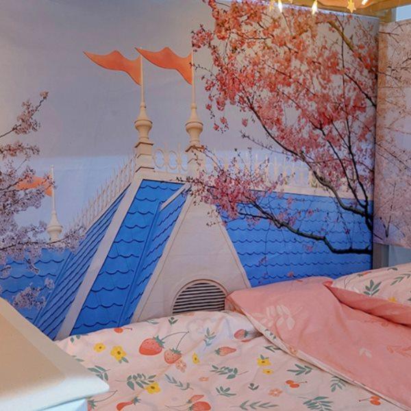 唯美日系治愈风宿舍背景布卧室房间床头墙面装饰墙布挂布网红挂毯,居家布艺,挂毯/壁毯,淘宝优惠券,粉丝福利购,淘宝优惠卷