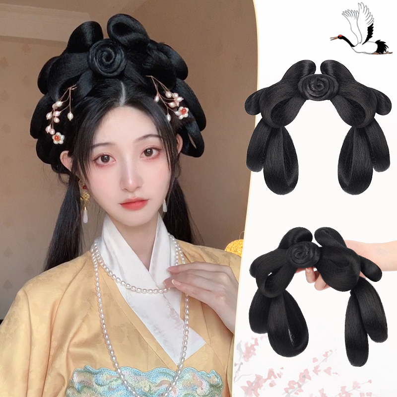 汉服假发一体式发箍全头套古风发包盘发发髻明制假发垫发包造型女