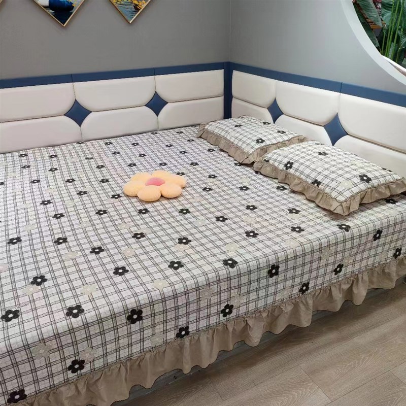 定制纯棉榻榻米三件套床盖农村单件大炕盖绗缝夹棉防滑加厚床单