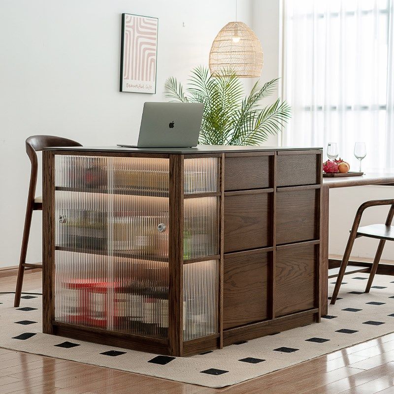 家用实木岛台单独黑胡桃木厨房岩板缪斯岛台餐桌一体折叠伸缩吧台,住宅家具,岛台餐桌,淘宝优惠券,粉丝福利购,淘宝优惠卷