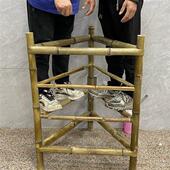 竹架子簸箕架市井火锅架家用晾晒三角置物架竹编多层干货晾晒竹架