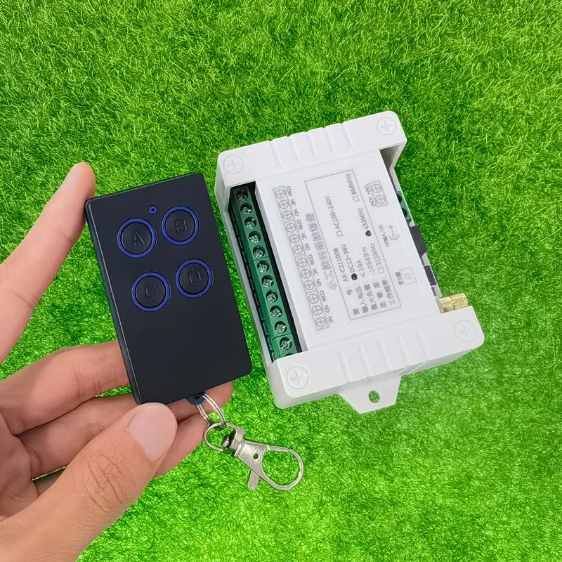 工业开关12V24V220V学习型4路无线遥控开关四路继电器控制点动自