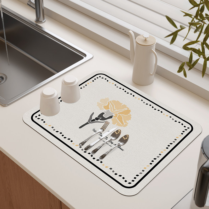 奶油风沥水垫厨房台面吸水垫卫生间洗手台牙刷杯碗筷盘碟垫子家用,居家布艺,厨房地垫,淘宝优惠券,粉丝福利购,淘宝优惠卷
