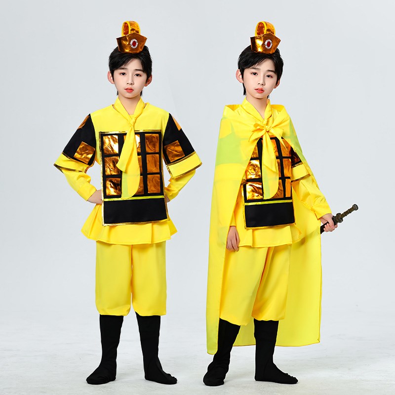古代儿童士兵服装男女将军演出满江红岳家军盔甲戏曲花木兰表演服