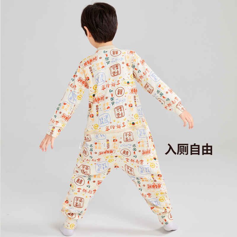 儿童连体睡衣男童2023春秋新款连身衣中大童纯棉宽松男宝连体睡衣