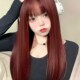 假发女长发湄拉红色Lolita网红日常自然逼真空气刘海长直发全头套