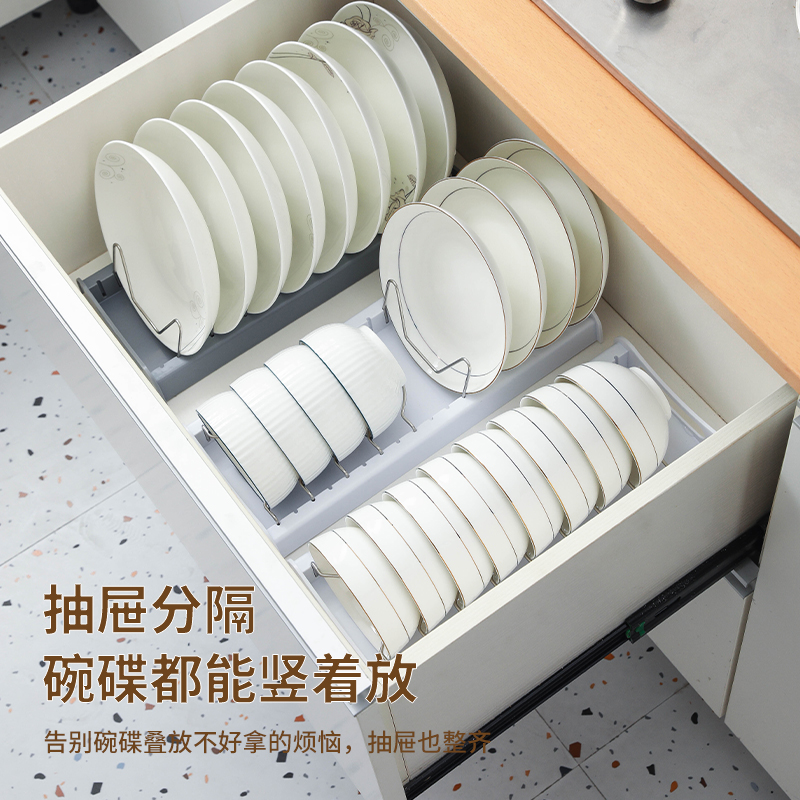 厨房碗盘沥水架台面窄款免安装置物架橱柜内置碗架单层碗碟收纳架